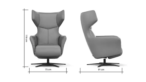 Sessel Noto Relax II - Rückenlehne und Fußteil verstellbar (motorisch), Leder, Kurkuma