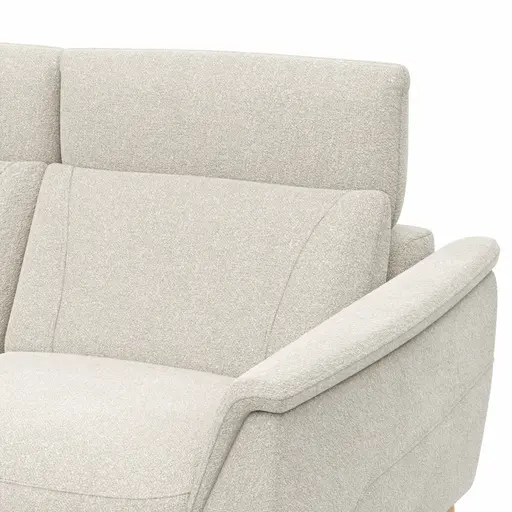 Ecksofa Nevin - Longchair links mit 2-Sitzer rechts, inkl. Relaxfunktion (motorisch) und Kopfpolsterverstellung, Stoff, Weiß