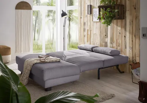 Schlafsofa EASY Optik A - 2-Sitzer ohne Armlehne, 140 cm inkl. Schlaffunktion, Cord, Dunkelgrau