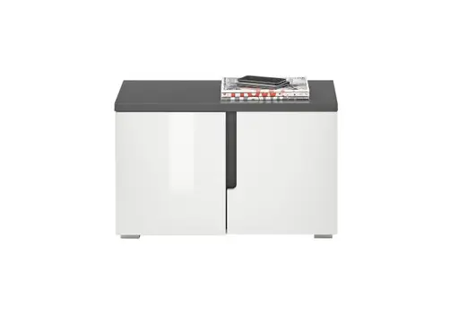 Garderobenbank - B ca. 76 cm, Weiß, Weiß Hochglanz, Anthrazit