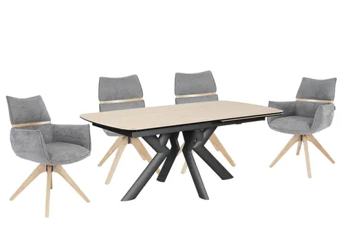 Armlehnstuhl MAROU - drehbar, Stoff, Graublau