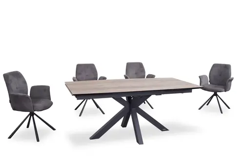 Armlehnstuhl MANOA - drehbar, Stoff, Dunkelgrau