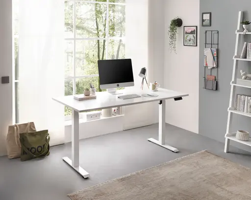 Schreibtisch - höhenverstellbar, LB ca. 137x68 cm, Weiß
