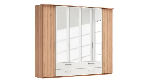 Drehtürenschrank Viana - B. ca. 270 cm, Furnier, Kernbuche, Weiß