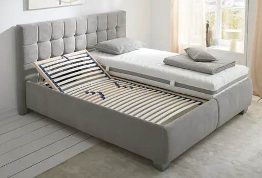 Polsterbett- Liegefläche ca. 180x200 cm, Stoff, Hellgrau