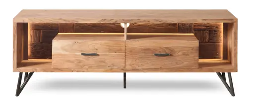 Lowboard - mit Beleuchtung, B ca. 175 cm, Akazie massiv