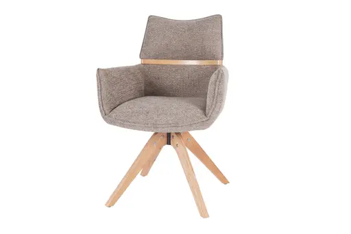 Armlehnstuhl MAROU - drehbar, Stoff, Braun