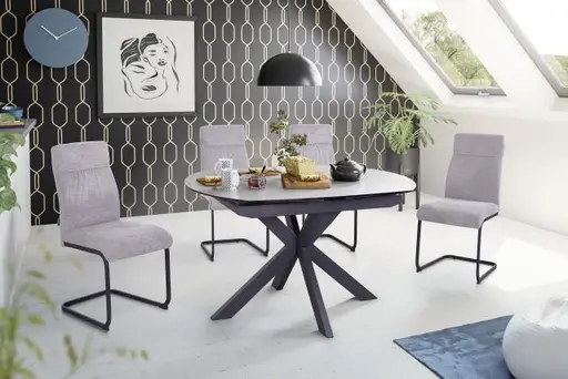 Esstisch MEGGIE - ausziehbar, LB ca. 130x100 cm, Keramik, Grau