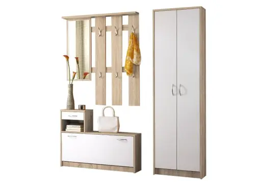 Seitenschrank - B ca. 55 cm, Sonoma, Weiß