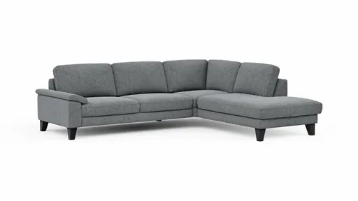 Ecksofa Oviedo - 2,5-Sitzer mit Ecke rechts inkl. Drehsitz, Stoff, Grau