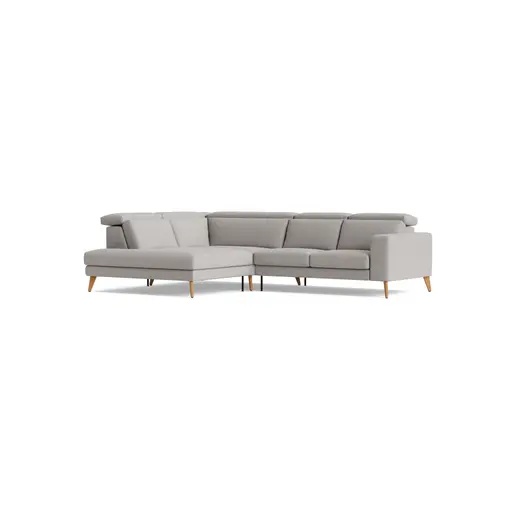 Ecksofa Braska - Loungecke links mit 2,5-Sitzer rechts, inkl. Sitzauszug (motorisch) und Kopfstütze, Stoff, Kaschmir