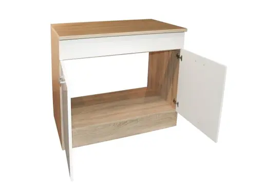 Spülenschrank- B ca. 100 cm, Eiche Dekor, Weiß, Matt