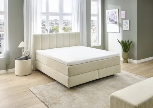 Boxspringbett - Liegefläche ca. 180x200 cm, Stoff, Natur