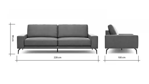Sofa Redington - 3-Sitzer, Stoff, Hellgrau