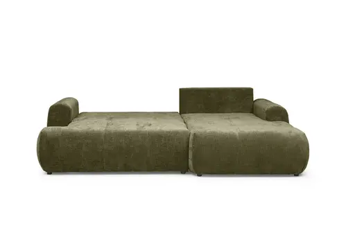 Ecksofa - 2-Sitzer mit Longchair rechts, Stoff, Olivegrün