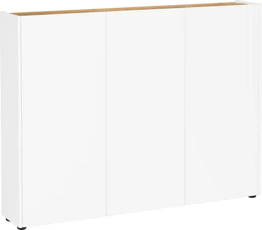 Schuhschrank GASIRA - B ca. 138 cm, Weiß, Navarra Eiche Nachbildung