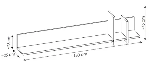 Wandboard - B ca. 180 cm, Nussbaum Nachbildung, Kaschmir