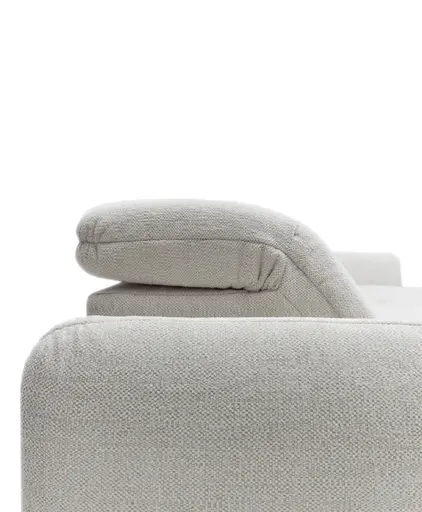 Ecksofa JAIMIE - 1,5-Sitzer mit Longchair rechts inkl. Relaxfunktion, verstellbare Kopfstütze, Stoff, Beige