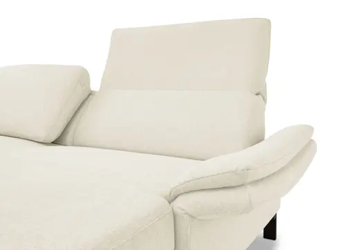 Ecksofa CALM PREMIUM 2.0 - 3-Sitzer mit Longchair rechts, Rückenlehne vertellbar, Stoff, Natur