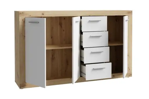 Kommode FIBI- Eiche Dekor, Weiß