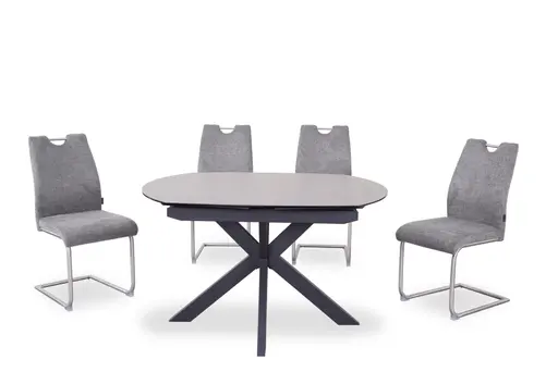 Esstisch MEGGIE - ausziehbar, LB ca. 130x100 cm, Glaskeramik, Grau