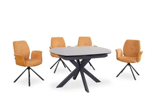 Esstisch MEGGIE - ausziehbar, LB ca. 130x100 cm, Keramik, Grau