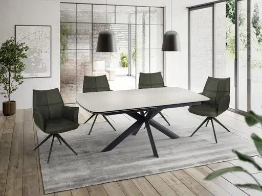 Esstisch MAXIE - ausziehbar, LB ca. 190x98 cm, Glaskeramik, Travertin farbig