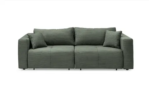 Megasofa Juless - Schlaffunktion mit Bettkasten, Cord, Grün
