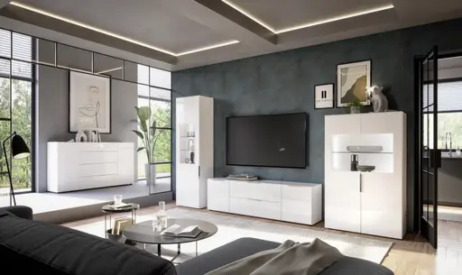 Vitrine - inkl.LED-Beleuchtung, Weiß