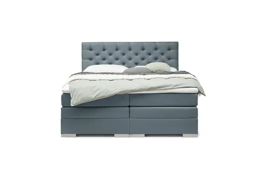 Boxspringbett SANDRIN E- Liegefläche ca. 180x200 cm, Stoff, Graublau, inkl. Stauraum