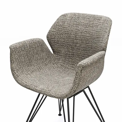 Armlehnstuhl Tooon - Stoff Graubeige, Gestell Metall, Schwarz