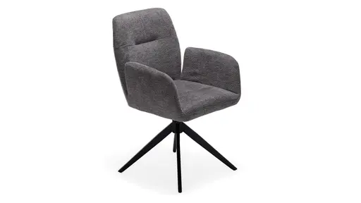 Armlehnstuhl - drehbar, Stoff, Grau