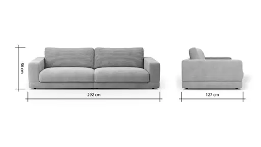 Sofa Juni - 3-Sitzer, Cord, Altrosa