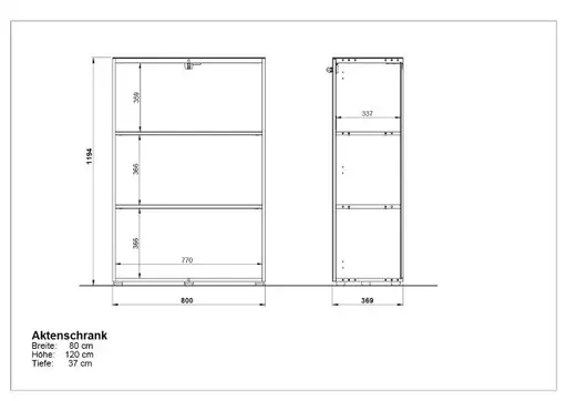 Aktenschrank GWEN - B/H/T ca. 80x120x37 cm, Weiß