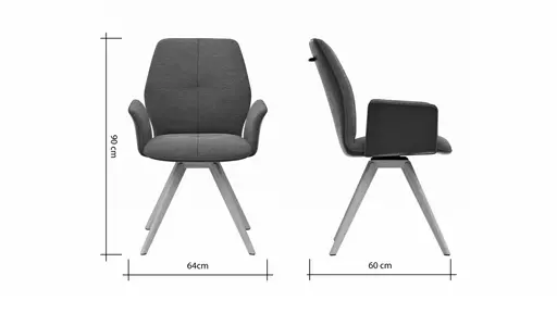 Armlehnstuhl Dinner - drehbar, Stoff, Dunkelbraun