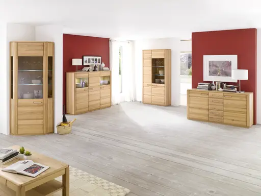 Vitrine - mit Beleuchtung, Kernbuche teilmassiv