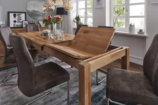 Esstisch Dinner - verlängerbar, LB ca. 180x90 cm, Wildeiche massiv