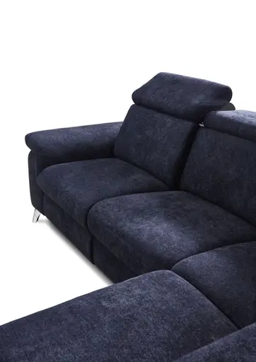 Wohnlandschaft - Ecke links mit 2-Sitzer und Longchair, Stoff, Dunkelblau