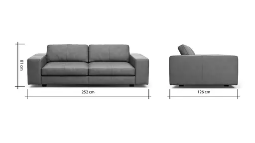 Sofa Aprino 1 - 3,5-Sitzer XL, Dickleder, Cognac, Armlehne Block breit