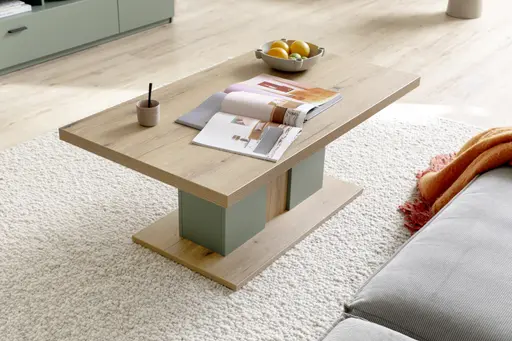 Couchtisch - LB ca. 115x65 cm, Eiche Evoke Nachbildung, Salbeigrün