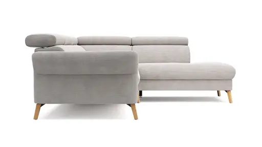 Sofa Maryville - 2,5-Sitzer mit Eckelement und Abschlussteil medium rechts, inkl. Kopfteil verstellbar, Stoff, Beige