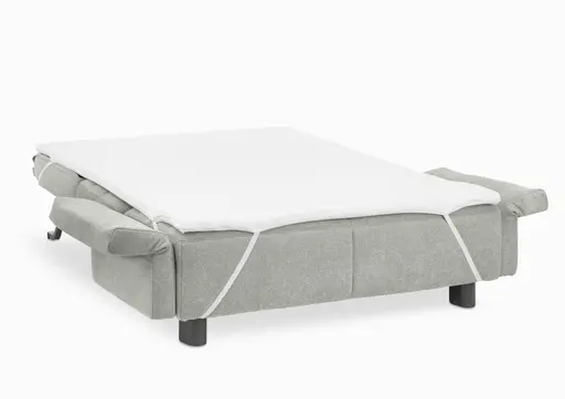 Faltsofa Easy - 2-Sitzer, ca. 140 cm inkl. Schlaffunktion/Topper/Armteil verstellbar, Stoff, Grau