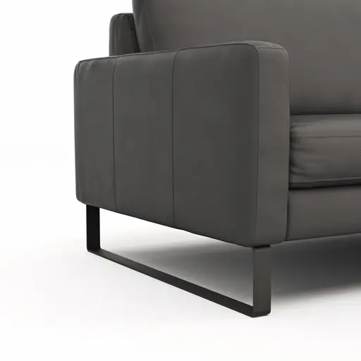 Sofa Enna - 3,5-Sitzer, Leder, Anthrazit