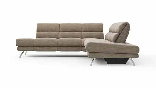 Ecksofa San Fernando - 2-Sitzer mit Ecke rechts, Armlehne verstellbar, Rückenlehne/Sitztiefe verstellbar, Relaxfunktion motorisch, Stoff, Latte
