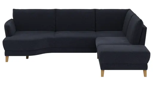 Sofa Stamford - 3,5-Sitzer, Bogen links mit Ecksofa 2-sitzig und Abschlusshocker Rechts, Stoff, Dunkelblau