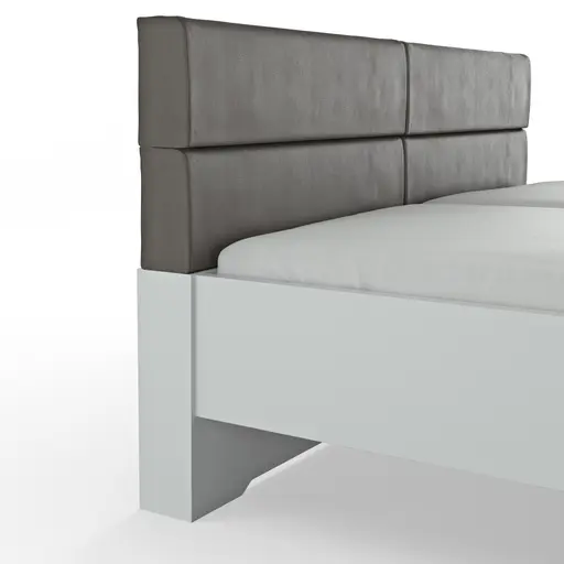 Bett Viana - Liegefläche ca. 200x200 cm, Holzwerkstoff Weiß, Kunstleder Anthrazit