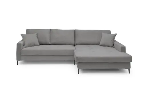 Ecksofa - 3-Sitzer mit Longchair rechts, Stoff, Grau