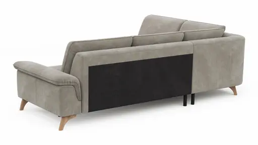 Ecksofa Tulsa KS - 1,5-Sitzer mit Anstellhocker links, Spitzecke und 2,5-Sitzer rechts, Stoff, Graubeige