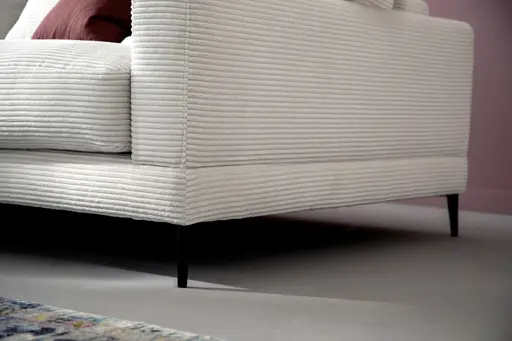 Ecksofa Janne - Longchair links, 1,5-Sitzer, Cord, Offwhite