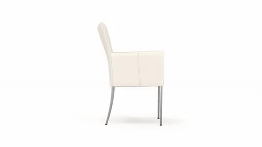 Armlehnstuhl Penthouse - Leder, Weiß, 4 Fuß, Edelstahl